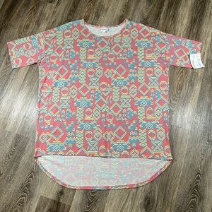 Lularoe NWT Irma Shirt pink blue yellow geometric sz:2XL
